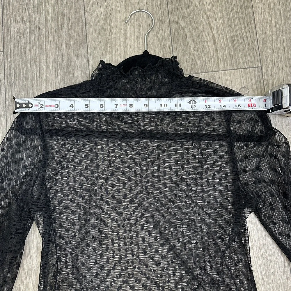 Polka Dot Ruffle Blouse S Sheer SHEIN Top Small - Picture 5 of 7